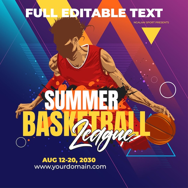 Vector basketball summer league flyer template