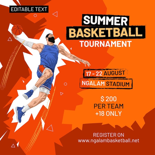 Vector basketball summer tournament flyer design template