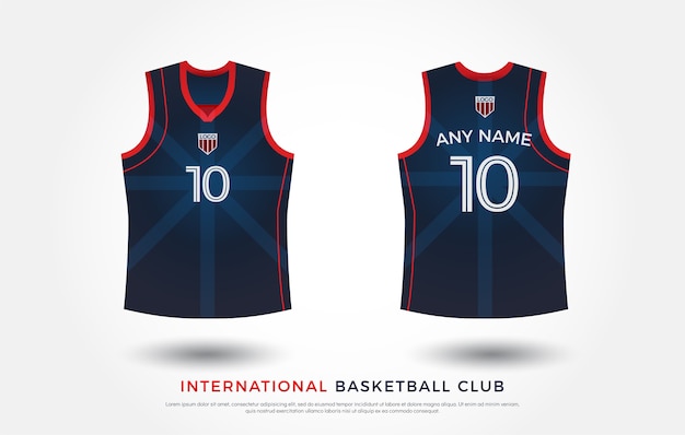 basketball t-shirt design uniform set of  kit. basketball jersey template. red and blue