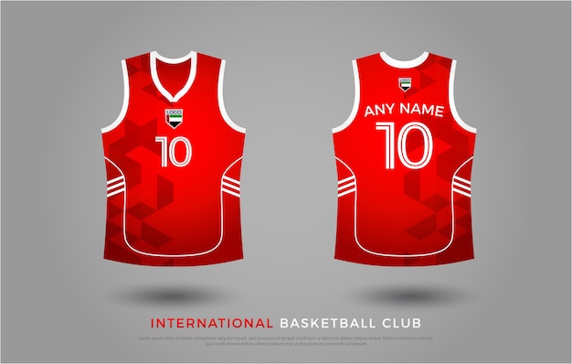 Basketball t-shirt design uniform set of  kit. basketball jersey template. red and white