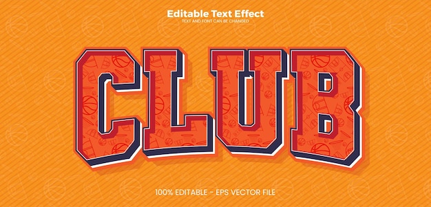 Basketball Team Club Editable text effect in modern trend style