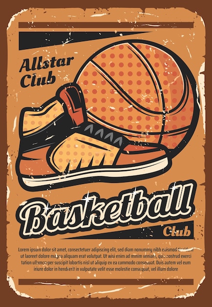 Basketball team sport poster with ball