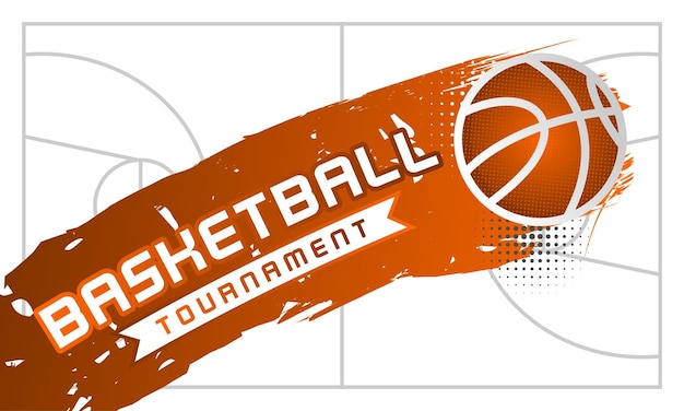 Basketball tournament banner design on white background