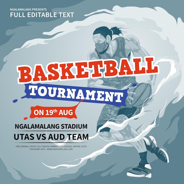 Vector basketball tournament flyer template