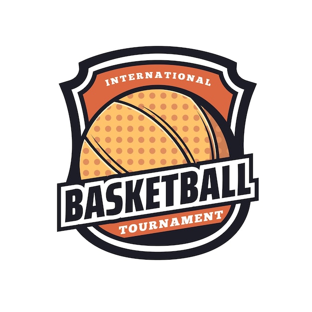 Basketball tournament icon ball sport basketball team contest
symbol game competition retro vector icon or sticker basketball
sport professional club retro badge with dotted halftone ball