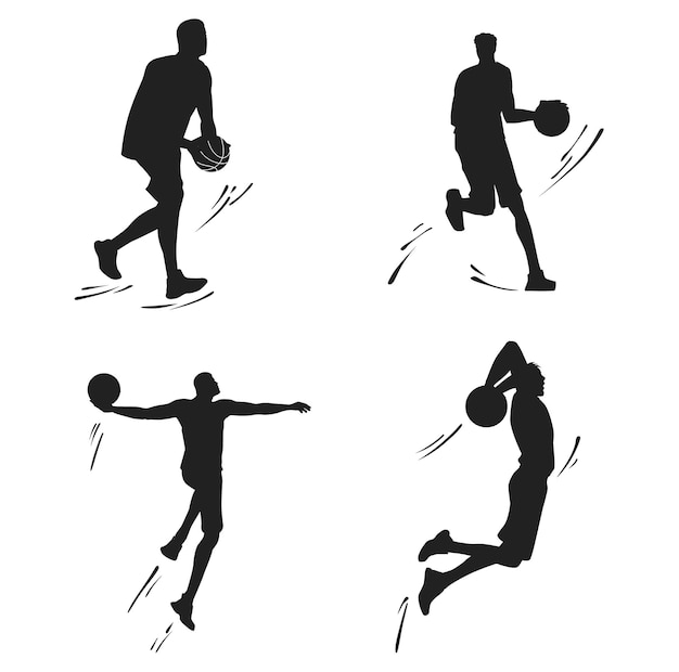 Basketball tournament player isolated vectors silhouettes