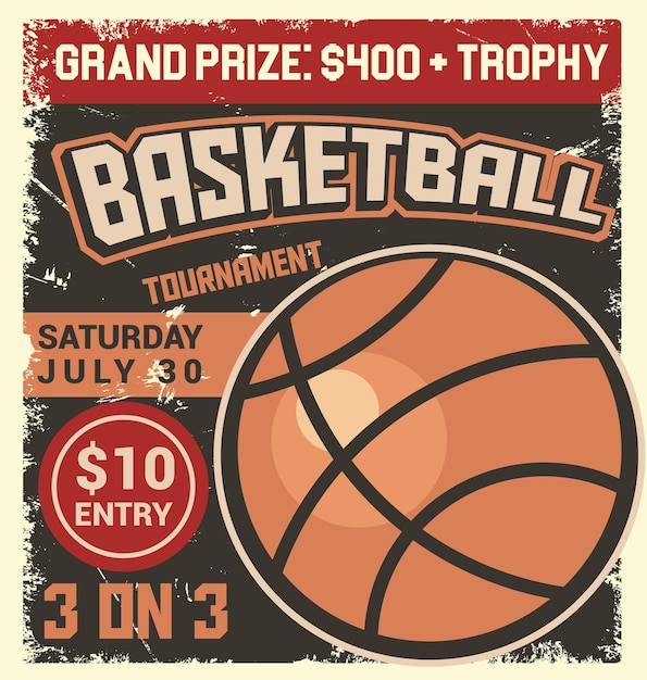 Basketball tournament retro poster design