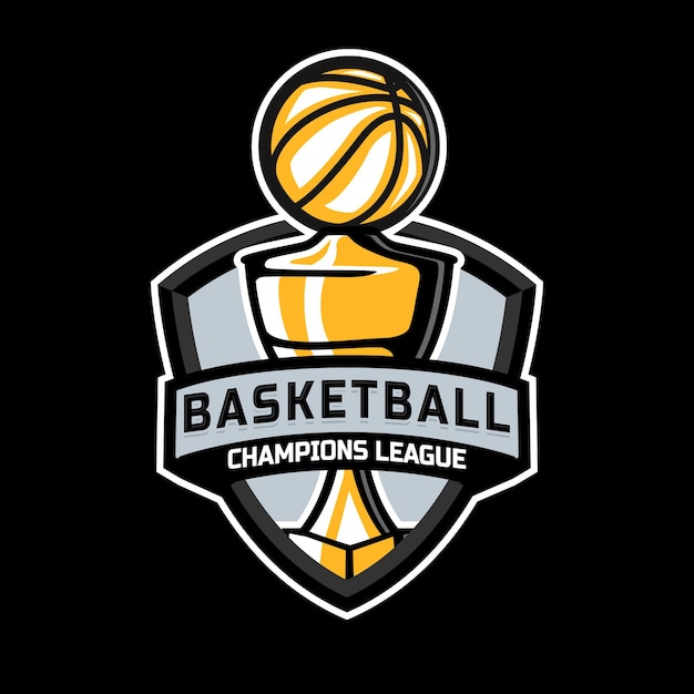 Basketball tournament with trophy badge logo