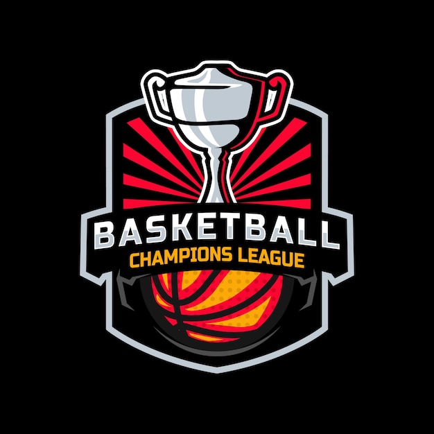 Basketball tournament with trophy badge logo