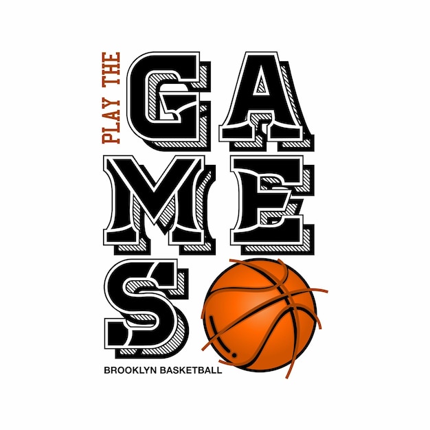 Vector basketball typography  t shirt print  premium vector