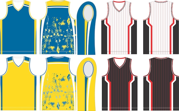 Maglie uniformi da basket vista anteriore e posteriore modelli di mock up