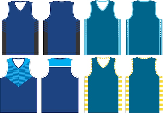 Basketball uniform jerseys front and back view mock ups templates