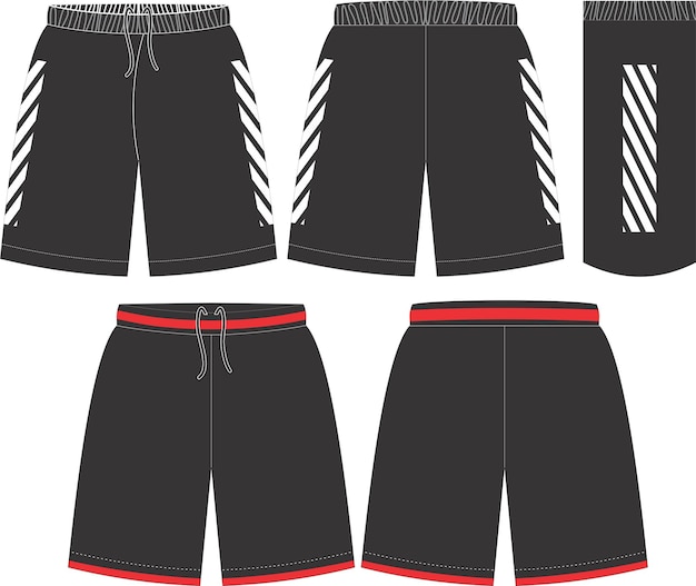 Basketball uniform shorts front and back view mock ups templates