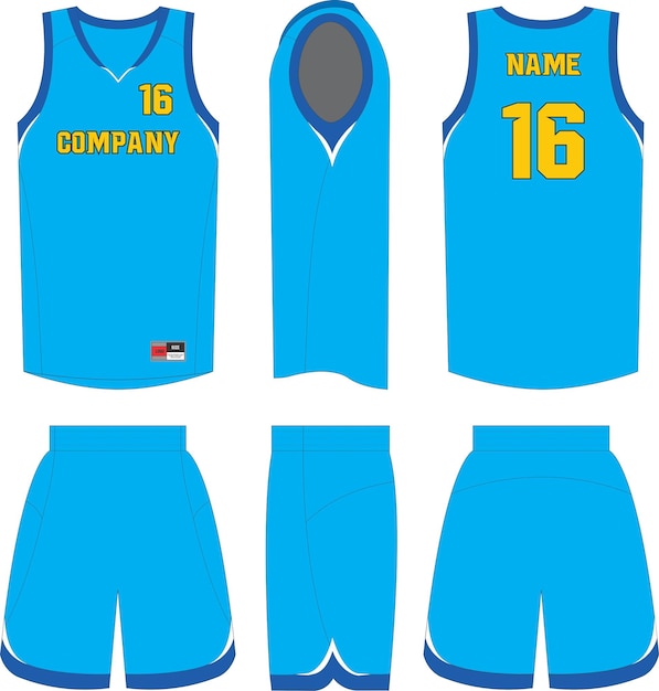 バスケットボールクラブの正面図と背面図のスポーツジャージーのバスケットボールユニフォームショーツテンプレート
