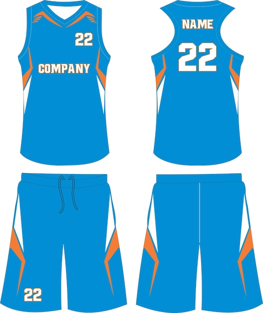 Basketball Uniform Shorts Template for Basketball Club Front and Back view Sport Jersey