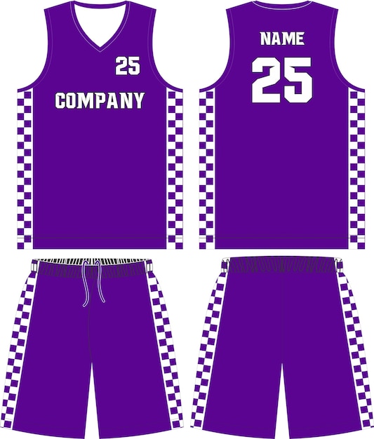 Basketball uniform shorts template for basketball club front and back view sport jersey