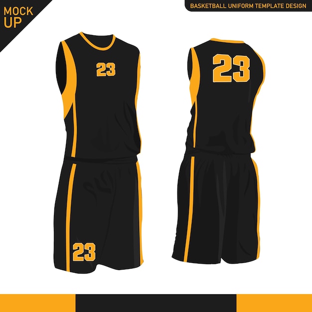 Basketball uniform template design Black and Orange Tank top tshirt mockup for basketball club