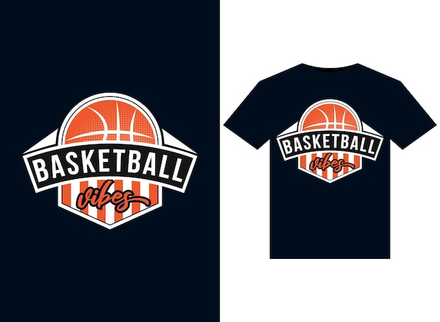 Basketball Vibes-illustraties voor drukklaar T-Shirts-ontwerp