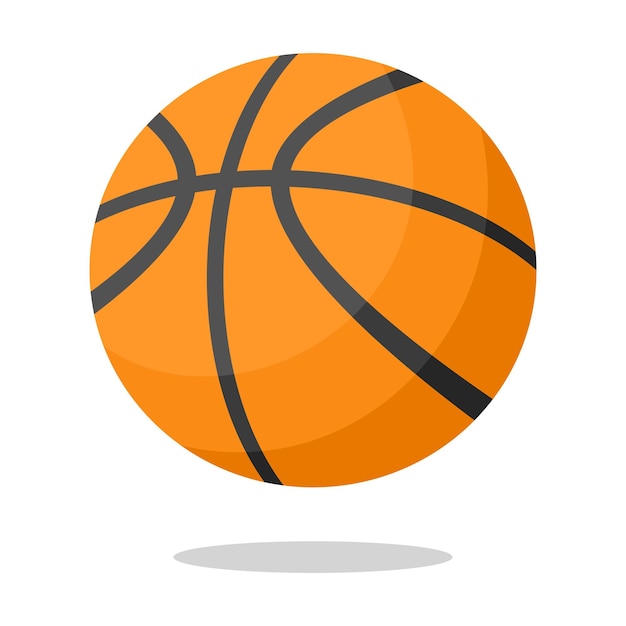 Basketball on a white with shadow Icon Orange ball Vector texture Flat design Sport Activity