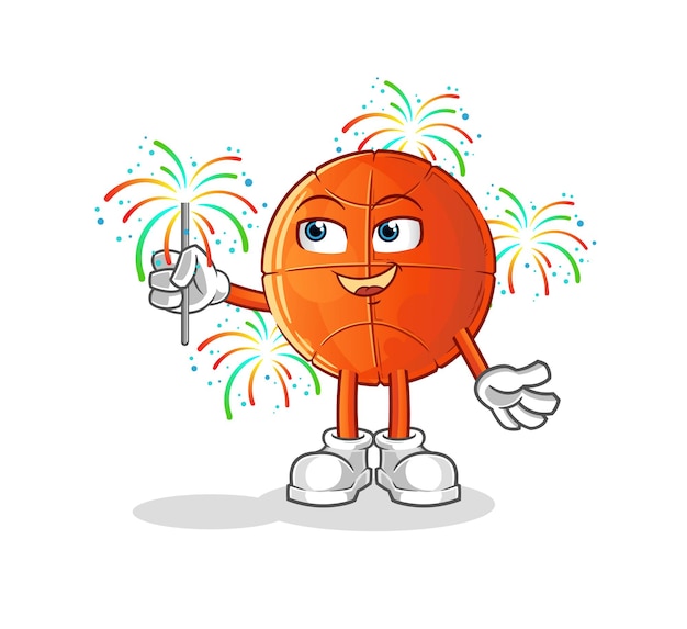 Basketball with fireworks mascot. cartoon vector