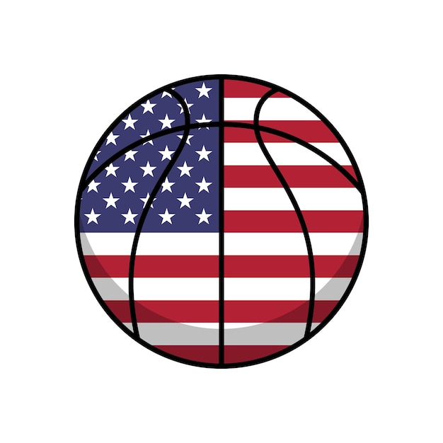 basketball with usa flag vector