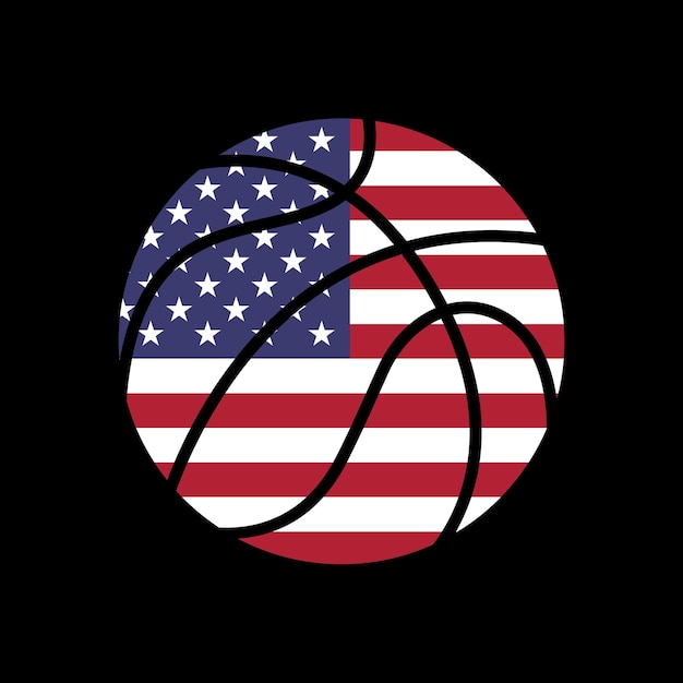 Vector basketball with usa flag vector