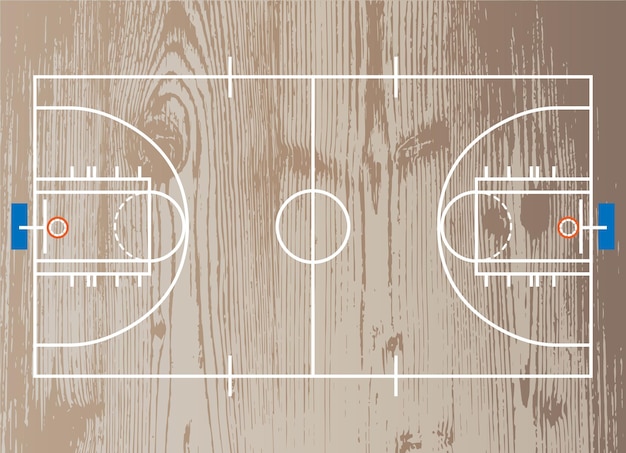 Vector basketball wood field