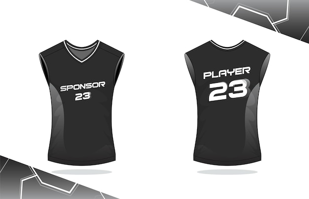 basketbalshirt ontwerp, voor- en achterkant.