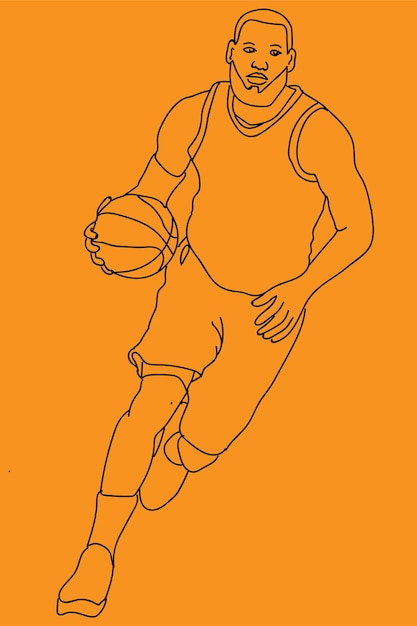 Vector basketbalspeler lijntekeningen