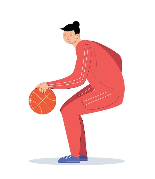 basketbalspeler met bal vectorillustratie