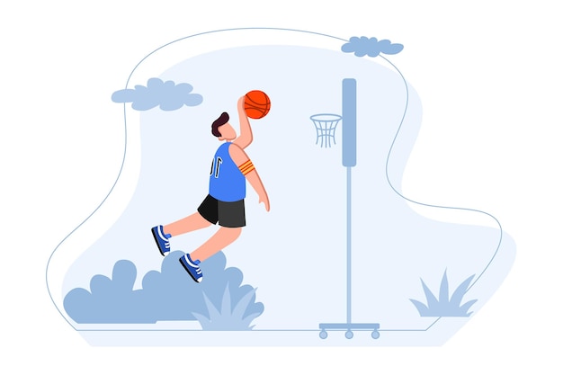 Basketbalspeler Spring om de Slam Dunk-illustratie te doen