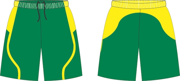 Basketbaluniform Shorts Voor- en achteraanzicht Mock-ups Sjablonen