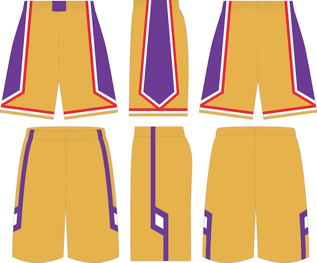Basketbaluniform Shorts Voor- en achteraanzicht Mock-ups Sjablonen