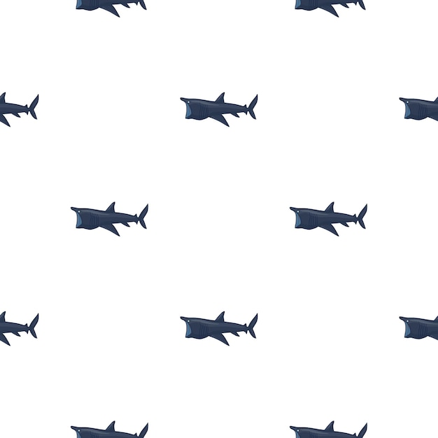 スカンジナビアスタイルのウバザメのシームレスなパターン。海洋動物の背景。子供たちの面白いテキスタイルのベクトルイラスト。