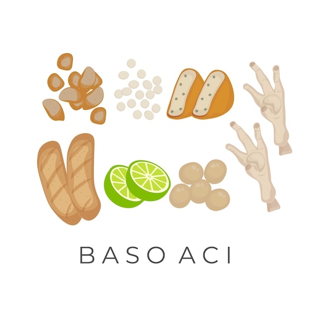 Векторная иллюстрация элемента Baso Aci или Bakso Aci