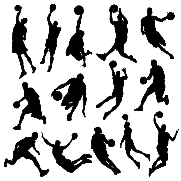 Vector basquetball sport players silhouette vector