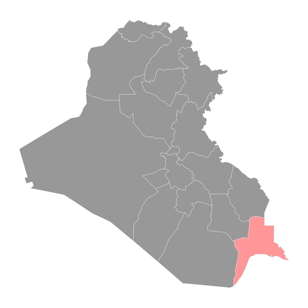 Basra gouvernement kaart administratieve afdeling van Irak Vector illustratie