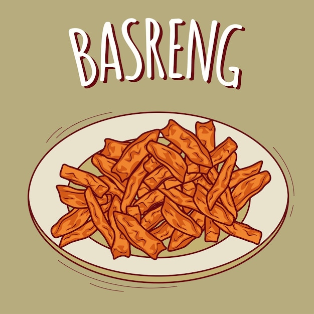 Illustrazione basreng cibo indonesiano con stile cartone animato