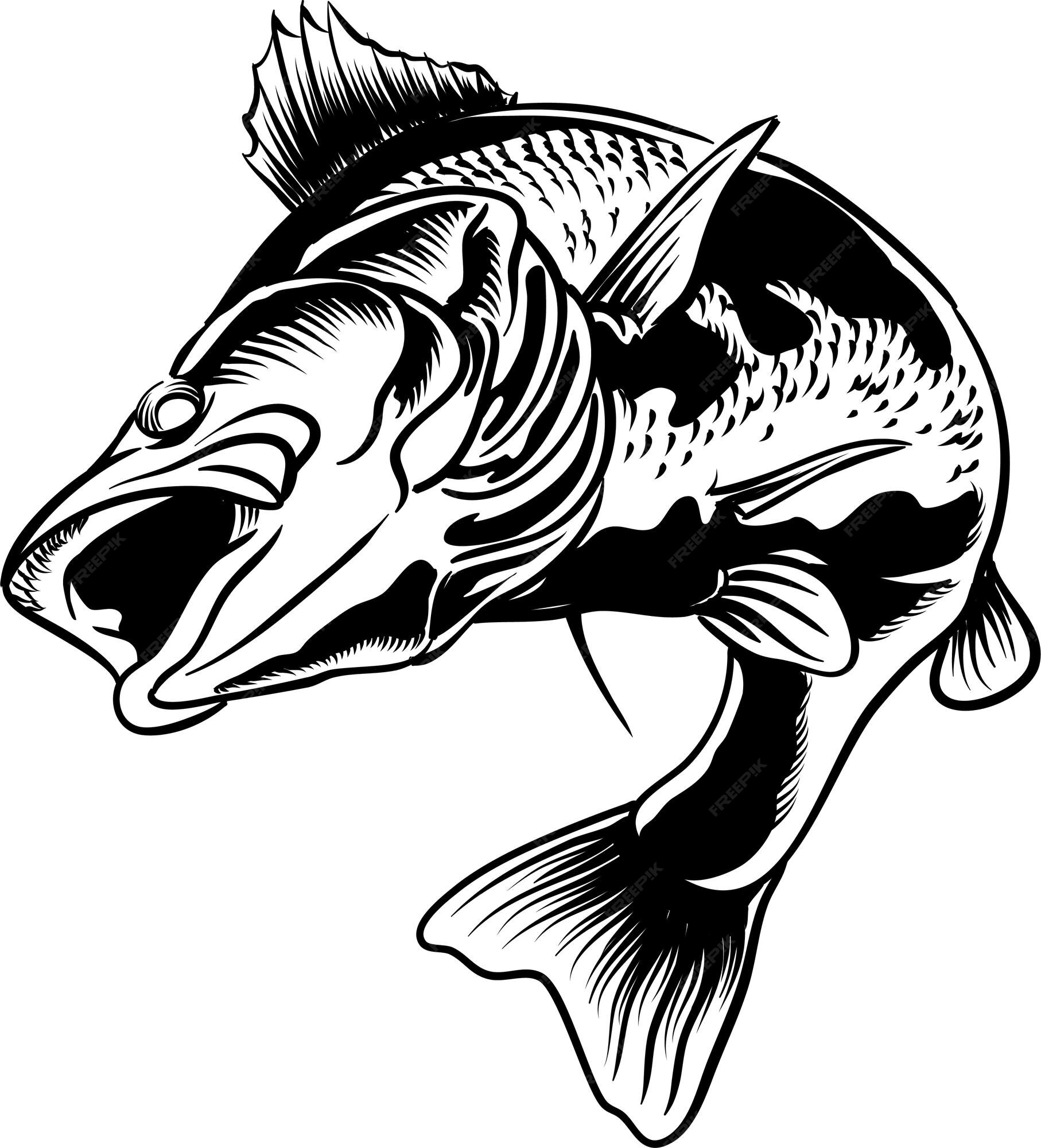 Black And White Fish Drawing