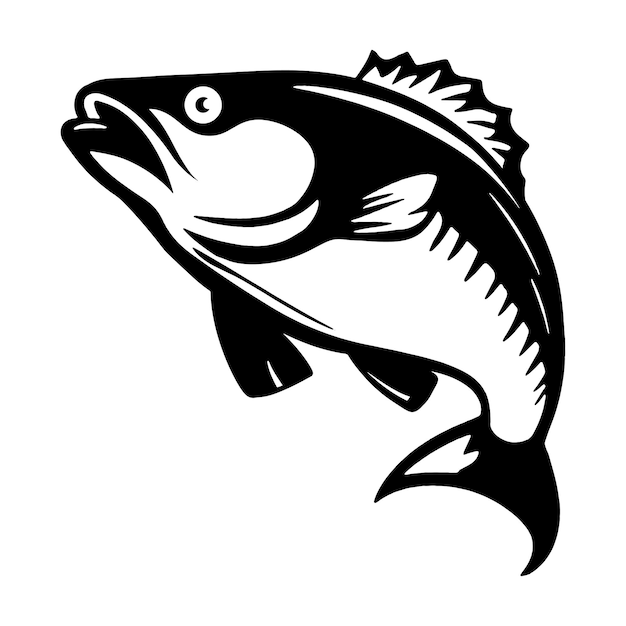 Иконка бас-рыбы выделена на белом фоне Элемент дизайна логотипа этикетка эмблема знак марки векторная иллюстрация