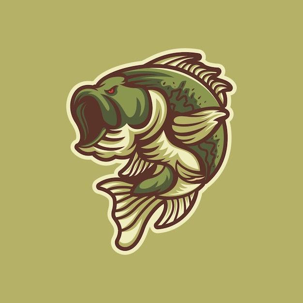 Bass fish logo design illustration