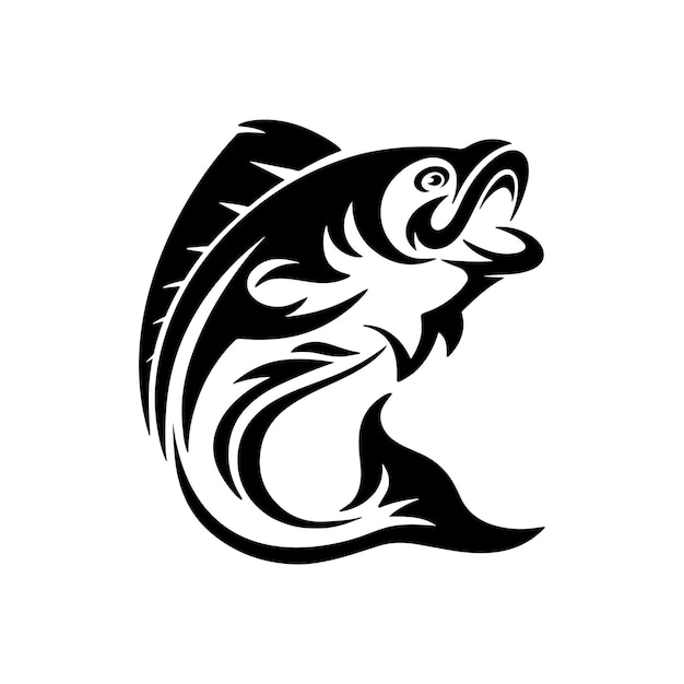 Bass fish vector on white background