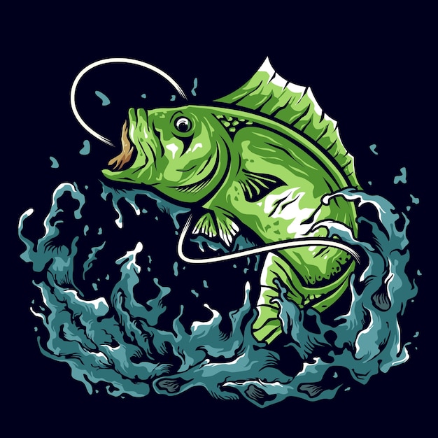 Бас рыбалка иллюстрация