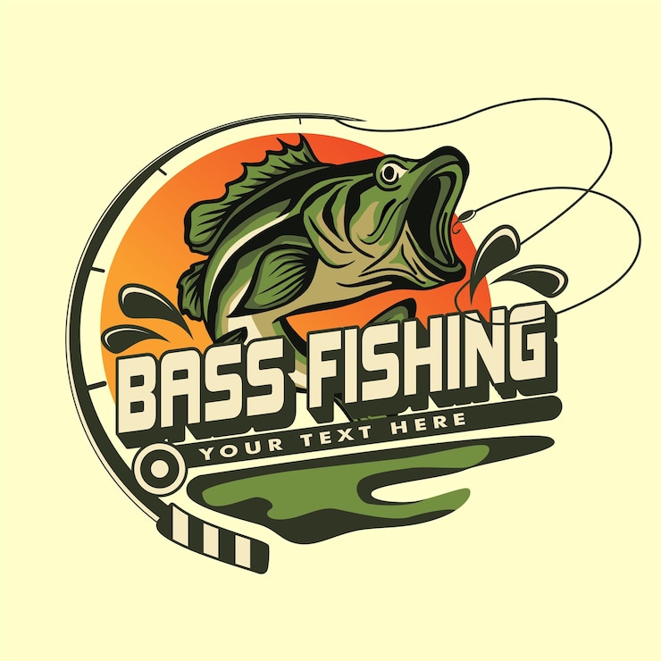 Vector bass fishing logo bass fish jumping out of the water suitable for community logos tournaments