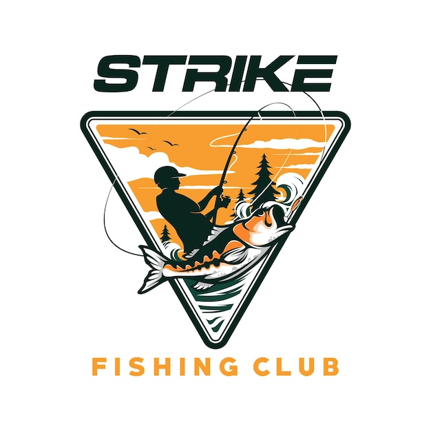 Vector bass fishing logo design template illustration