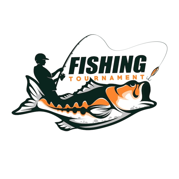 Vector bass fishing logo design template illustration