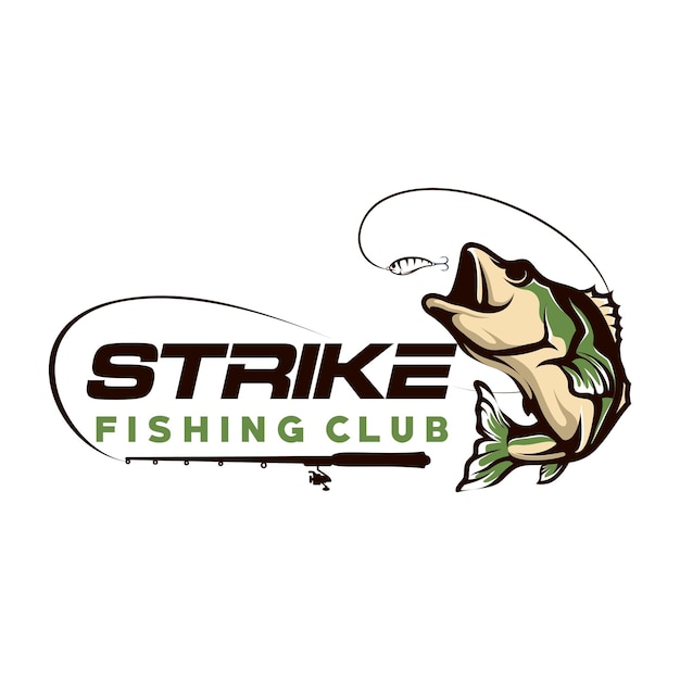 Bass fishing logo design template illustration