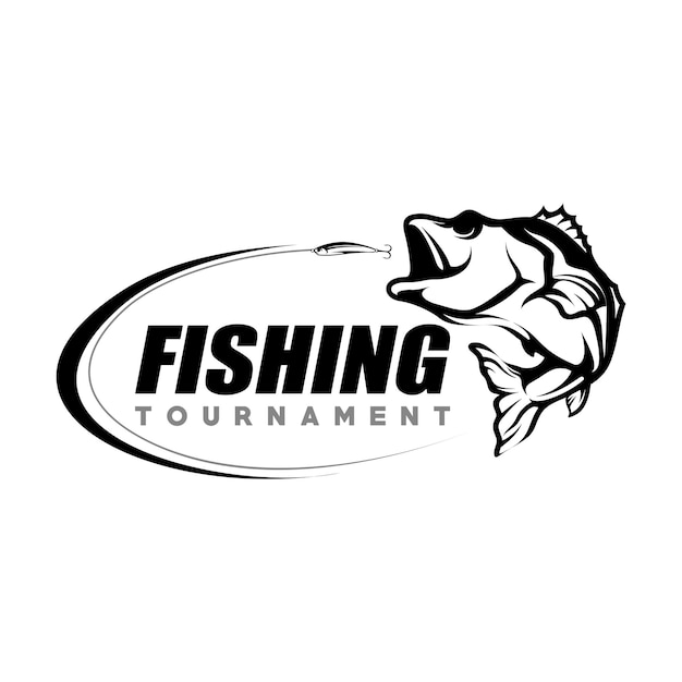 Bass fishing logo design template illustration