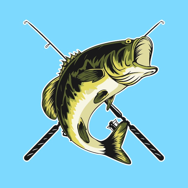 Vector bass fishing logo design