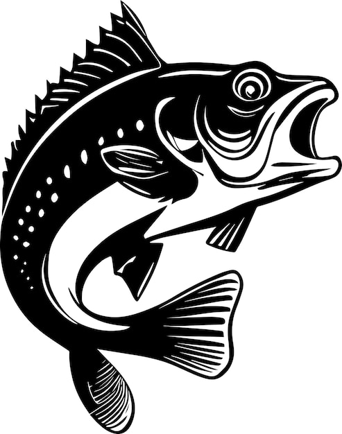 Bass Fishing Logo monochroom ontwerpstijl